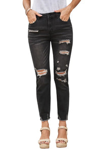 Thumbnail for Black Distressed Boyfriend Denim Pants-15