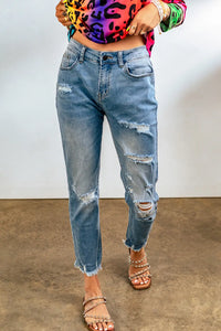 Thumbnail for Black Distressed Boyfriend Denim Pants-34