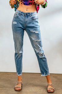 Thumbnail for Black Distressed Boyfriend Denim Pants-31