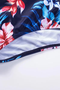 Thumbnail for Black Floral Print Mesh Patchwork Criss Cross One-piece Swimsuit-17
