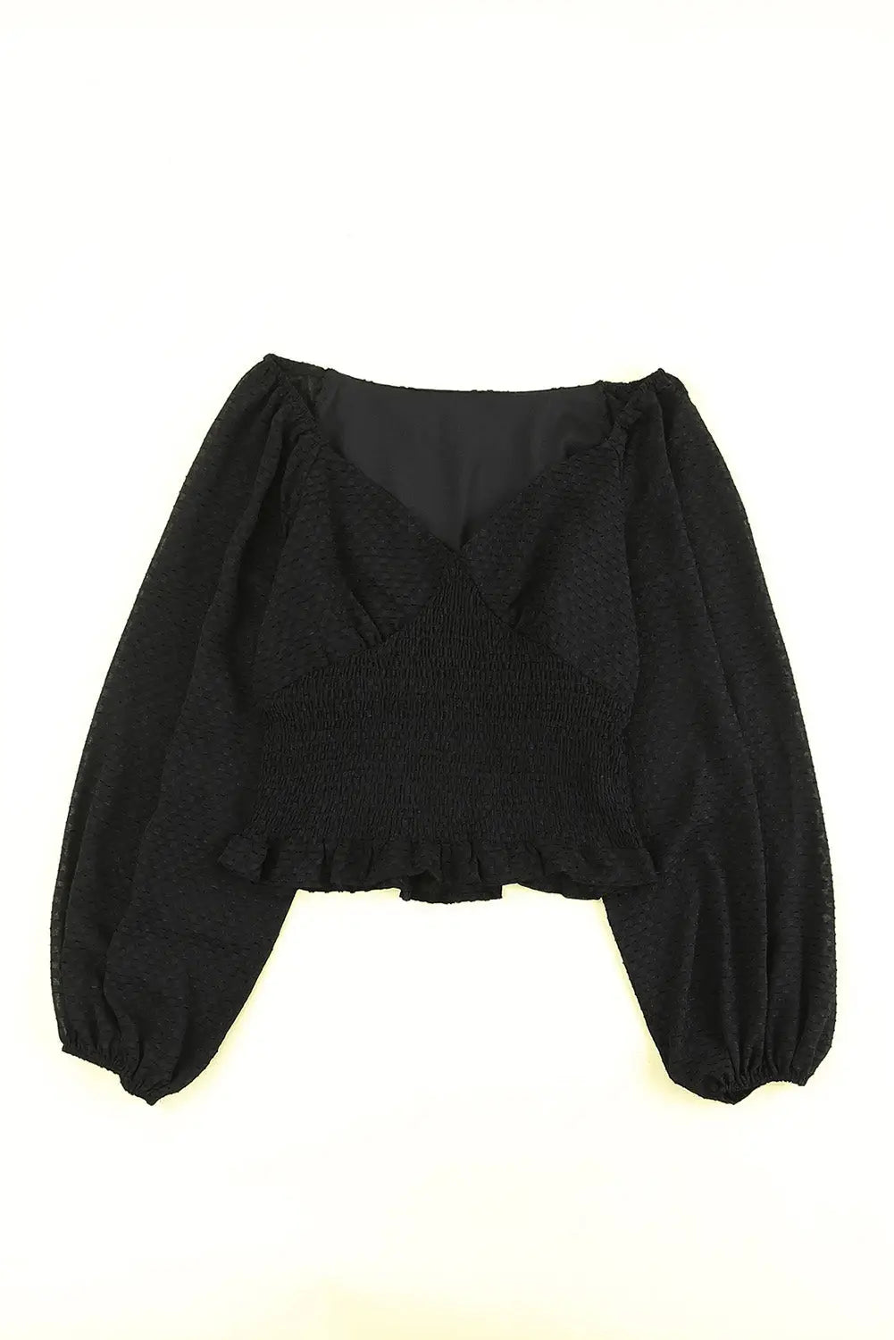 Black Long Sleeve Smocked Top-16