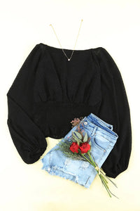 Thumbnail for Black Long Sleeve Smocked Top-9