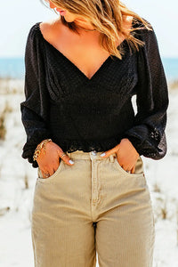 Thumbnail for Black Long Sleeve Smocked Top-6