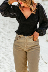 Thumbnail for Black Long Sleeve Smocked Top-5