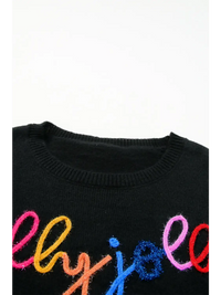 Thumbnail for Black Plus Size Cheers Glitter Tinsel Short Sleeve Sweater-20