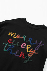 Thumbnail for Black Plus Size Cheers Glitter Tinsel Short Sleeve Sweater-74