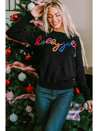 Thumbnail for Black Plus Size Cheers Glitter Tinsel Short Sleeve Sweater-7