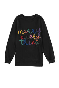 Thumbnail for Black Plus Size Cheers Glitter Tinsel Short Sleeve Sweater-77