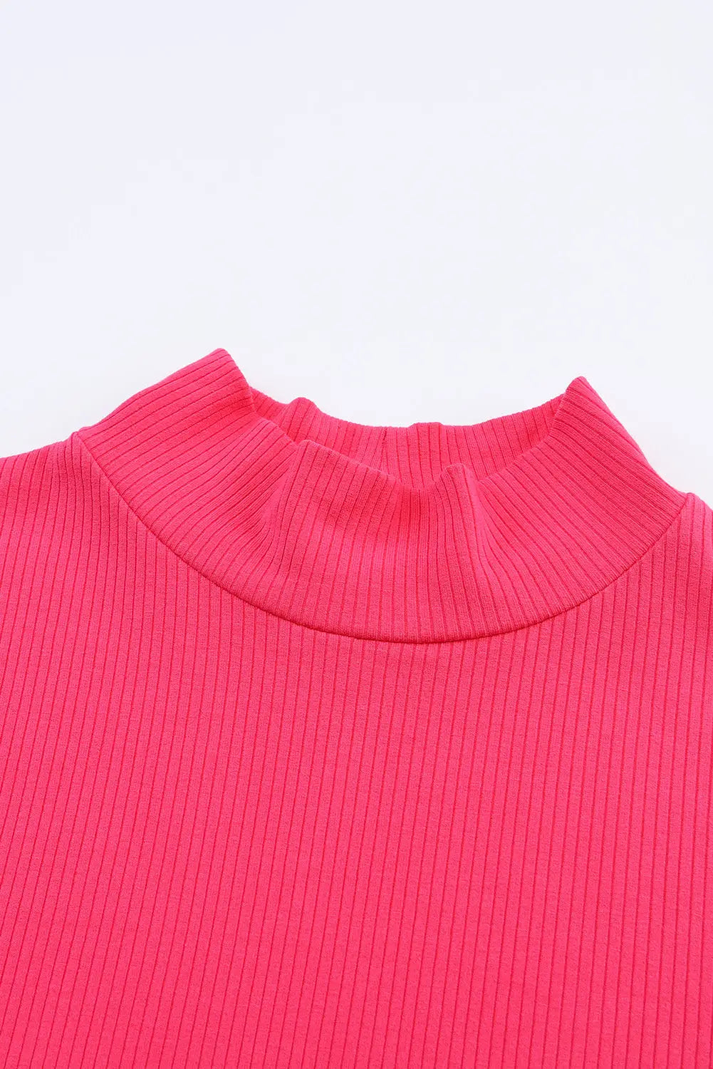 Black Ribbed Knit High Neck Long Sleeve Top-20