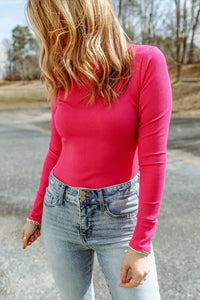 Thumbnail for Black Ribbed Knit High Neck Long Sleeve Top-12