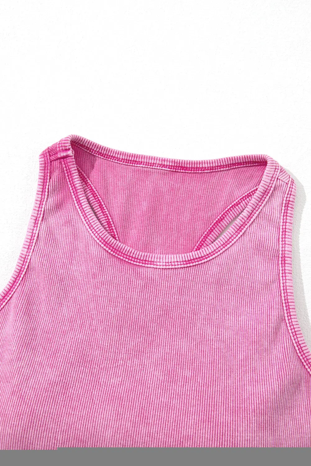 Black Ribbed Mineral Wash Racerback Cropped Tank Top-12