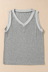 Thumbnail for Black Ribbed V Neck Tank Top-14