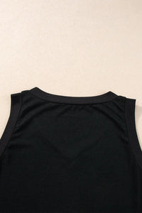 Thumbnail for Black Ribbed V Neck Tank Top-7