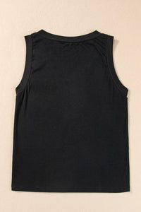 Thumbnail for Black Ribbed V Neck Tank Top-4