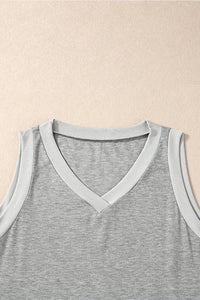 Thumbnail for Black Ribbed V Neck Tank Top-20