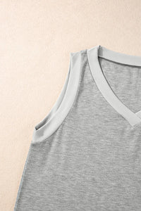 Thumbnail for Black Ribbed V Neck Tank Top-18