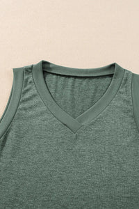 Thumbnail for Black Ribbed V Neck Tank Top-27