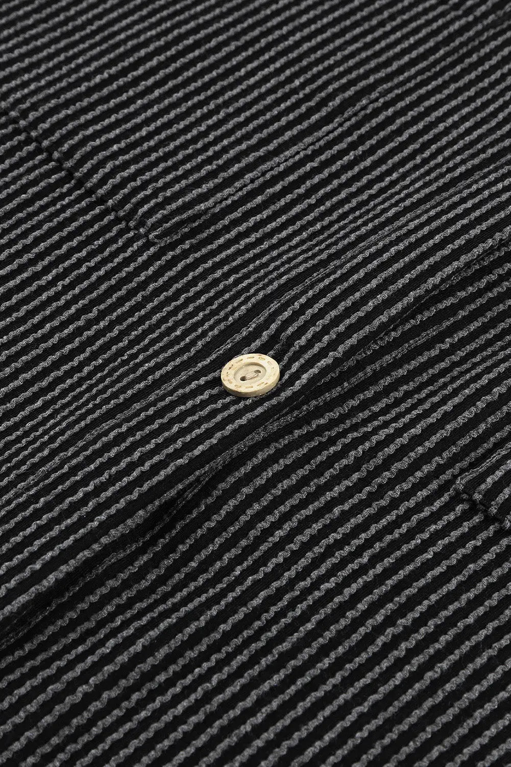 Black Roll Tab Sleeve Ribbed Cording Shacket-13