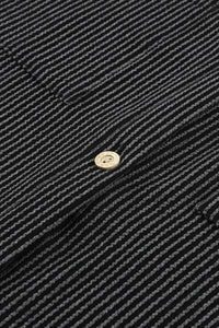 Thumbnail for Black Roll Tab Sleeve Ribbed Cording Shacket-13