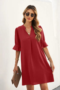 Thumbnail for Black Ruffled Sleeve Shift Dress-39