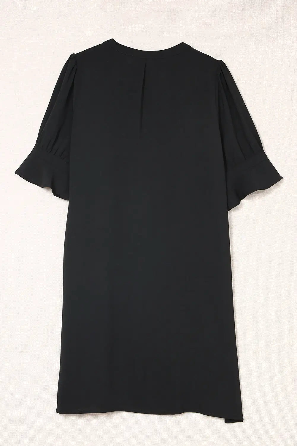 Black Ruffled Sleeve Shift Dress-14