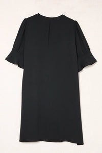 Thumbnail for Black Ruffled Sleeve Shift Dress-14