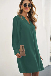 Thumbnail for Black Split V Neck Ruffled Sleeves Shirt Dress-28