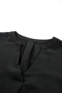 Thumbnail for Black Split V Neck Ruffled Sleeves Shirt Dress-6