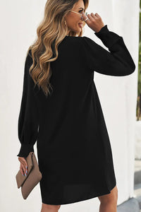 Thumbnail for Black Split V Neck Ruffled Sleeves Shirt Dress-3