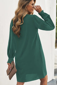 Thumbnail for Black Split V Neck Ruffled Sleeves Shirt Dress-29