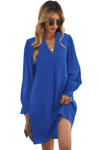 Thumbnail for Black Split V Neck Ruffled Sleeves Shirt Dress-53