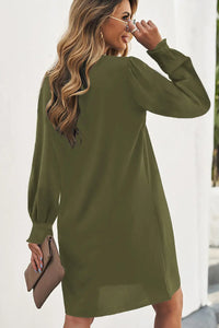 Thumbnail for Black Split V Neck Ruffled Sleeves Shirt Dress-15