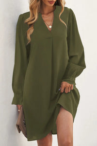 Thumbnail for Black Split V Neck Ruffled Sleeves Shirt Dress-14