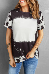 Thumbnail for Black Tie Dye Bleached Crew Neck Short Sleeves T-shirt-1