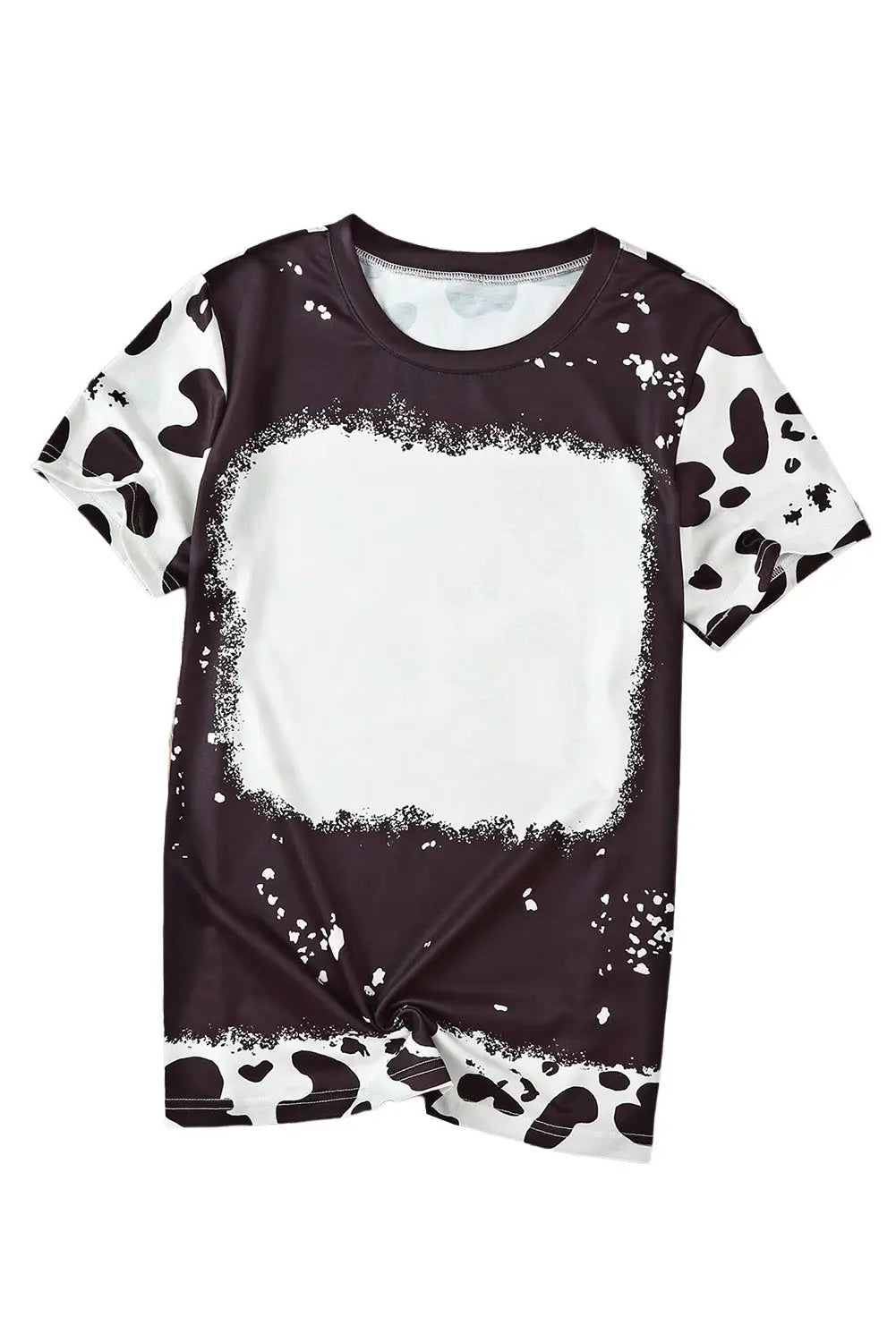 Black Tie Dye Bleached Crew Neck Short Sleeves T-shirt-11