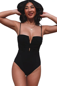 Thumbnail for Black Twist Front Cut Out One-piece Swimsuit-8