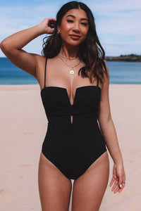 Thumbnail for Black Twist Front Cut Out One-piece Swimsuit-4