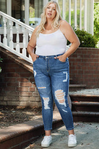 Thumbnail for Blue Plus Size Distressed Ripped Skinny Jeans-3