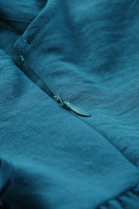Thumbnail for Blue Ruffle Trim V Neck Smocking Back Mini Dress-15
