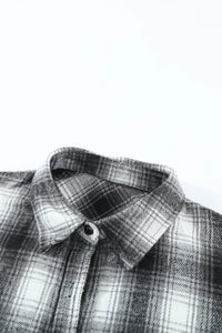 Thumbnail for Brown Buttons Pocketed Plaid Shacket-22