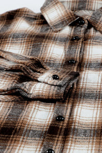 Thumbnail for Brown Buttons Pocketed Plaid Shacket-9