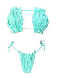 Thumbnail for Candy Bandeau Top & Thong Bottom - Mint Green-0