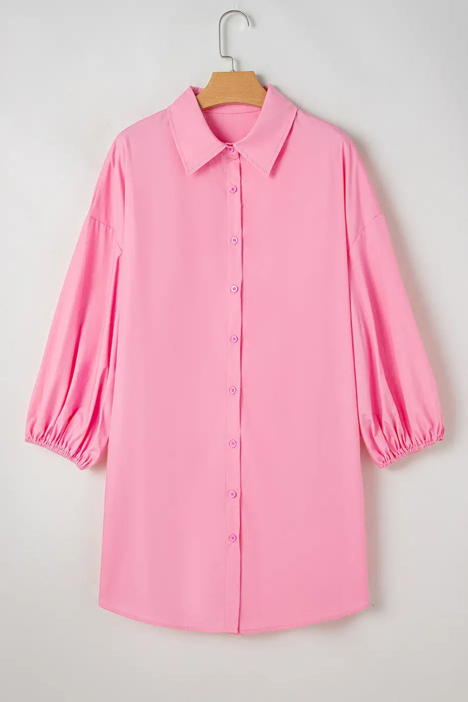 Chic Pink Balloon-Sleeve Mini Dress-4