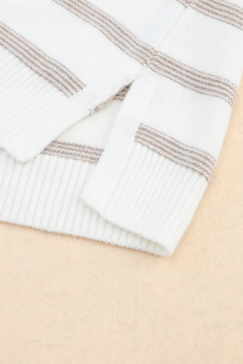 Cowl Neck Striped Print Drop Shoulder Sweater-8