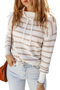 Thumbnail for Cowl Neck Striped Print Drop Shoulder Sweater-12