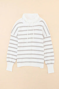 Thumbnail for Cowl Neck Striped Print Drop Shoulder Sweater-5