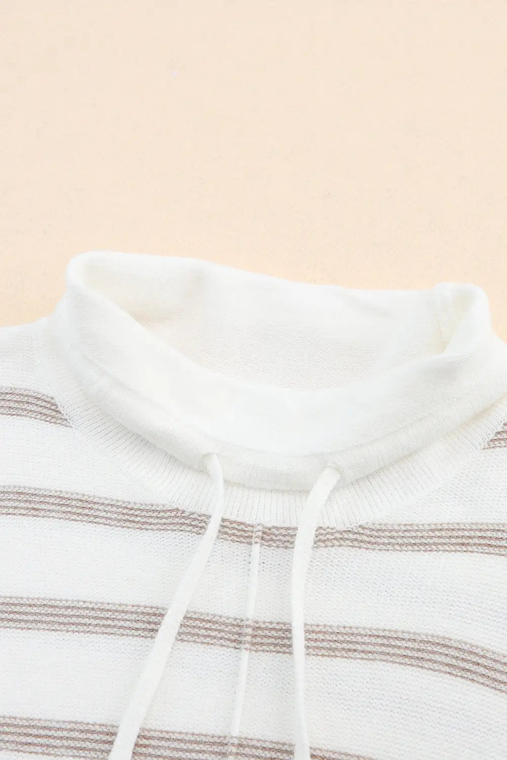 Cowl Neck Striped Print Drop Shoulder Sweater-10