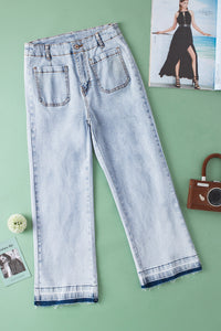 Thumbnail for Beau Blue Acid-Washed Cropped Jeans-2