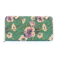 Thumbnail for Natural cork with flower pattern zipper wallet BAGD-191-18