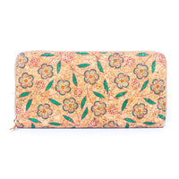 Thumbnail for Natural cork with flower pattern zipper wallet BAGD-191-11